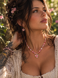 Perlenkette mit Glasanhänger in rosa