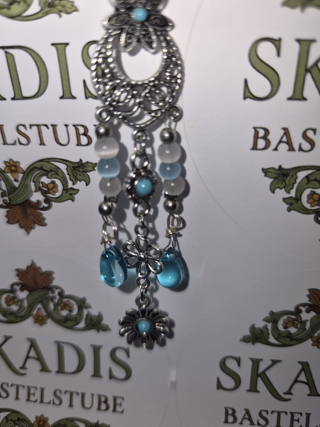 Lange Ohrringe in türkis und silber, Orhaken aus 316 Edelstahl