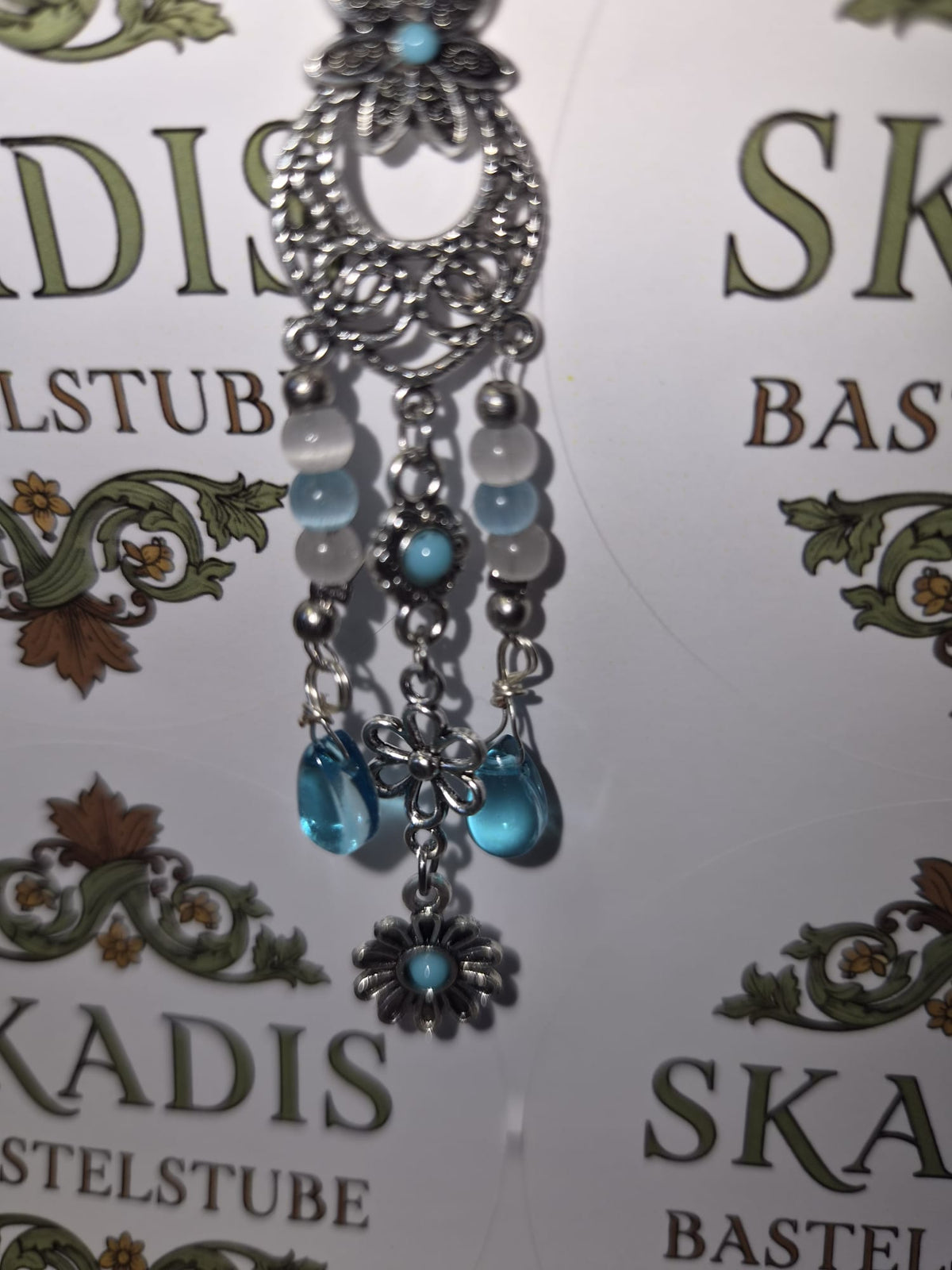 Lange Ohrringe in türkis und silber, Orhaken aus 316 Edelstahl
