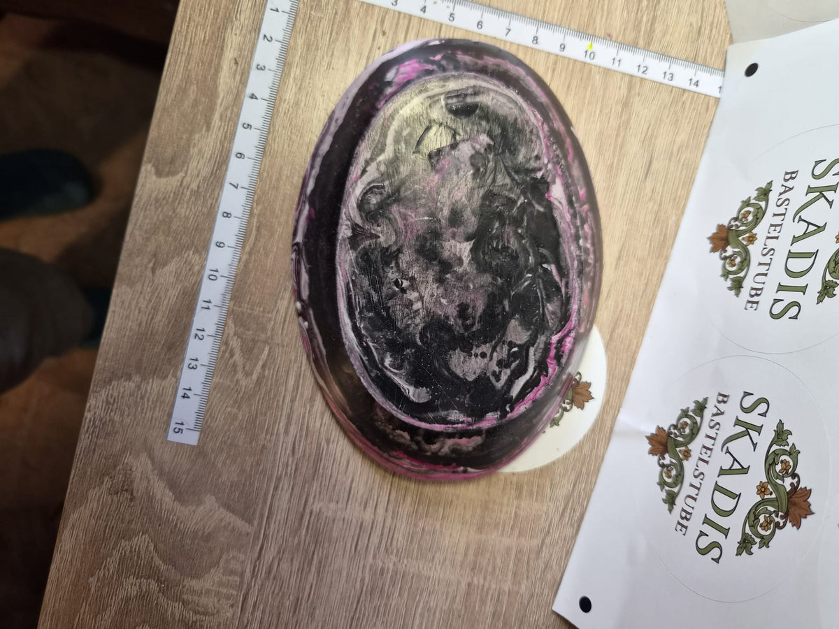Dekotablett aus Gips in rosa, schwarz, gold